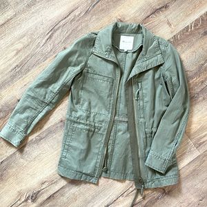 Madewell utility jacket, olive green, size XS.